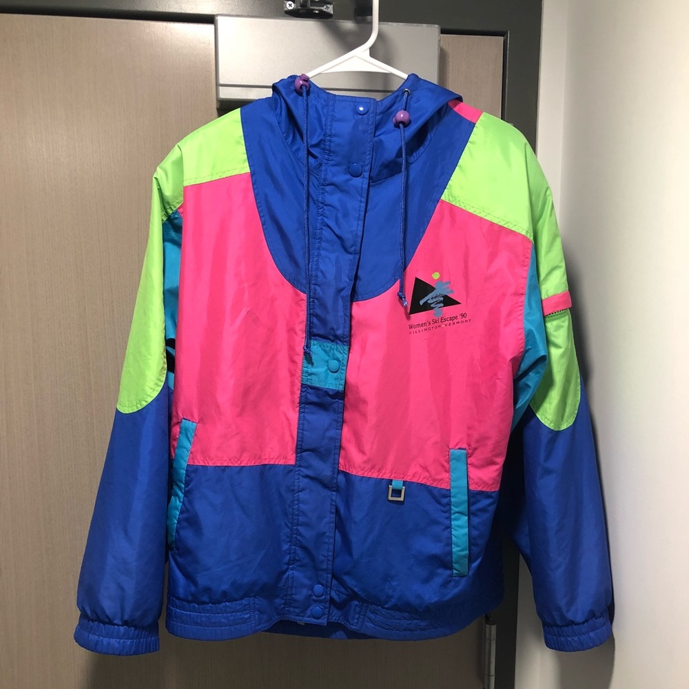 90s retro neon Windbreaker/Ski Jacket